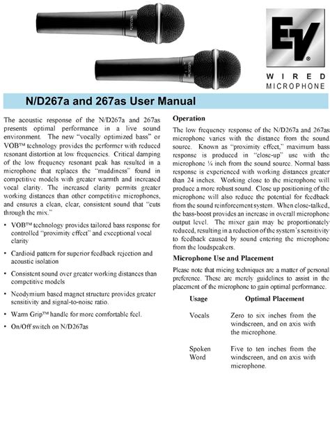 Electro-Voice N/D267a Manual pdf manual